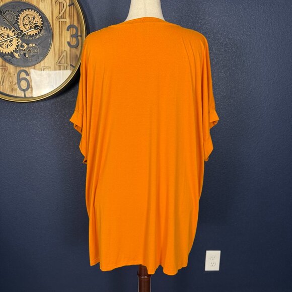 Ulla Popken Orange V-Neck Swing A-line Hem Jersey Knit Tee Tunic | Size 28/30 - Picture 6 of 9